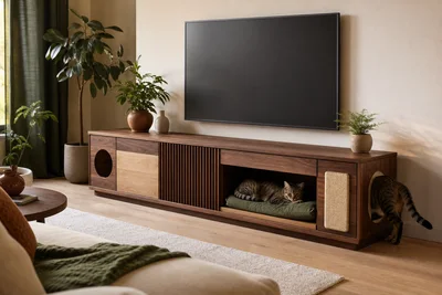 Cat-Integrated TV Consoles: A Buyer’s Guide to Living-Room Storage, Cat Access and Flat-Pack Development