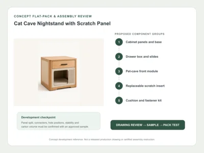 Cat Cave Nightstand with Scratch Panel