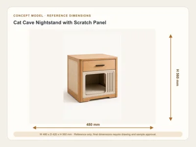 Cat Cave Nightstand with Scratch Panel