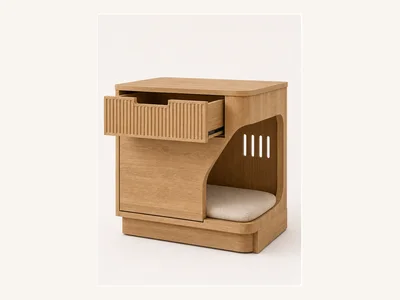 Fluted Cat Perch Nightstand