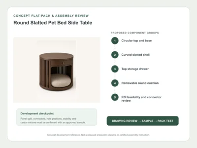 Round Slatted Pet Bed Side Table