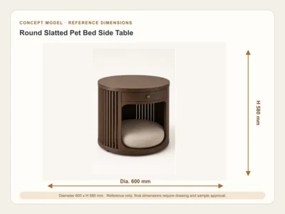 Round Slatted Pet Bed Side Table