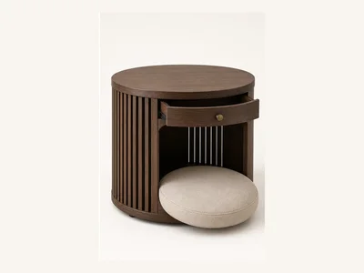 Round Slatted Pet Bed Side Table