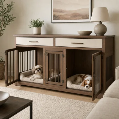 Double-Compartment Dog Crate Console