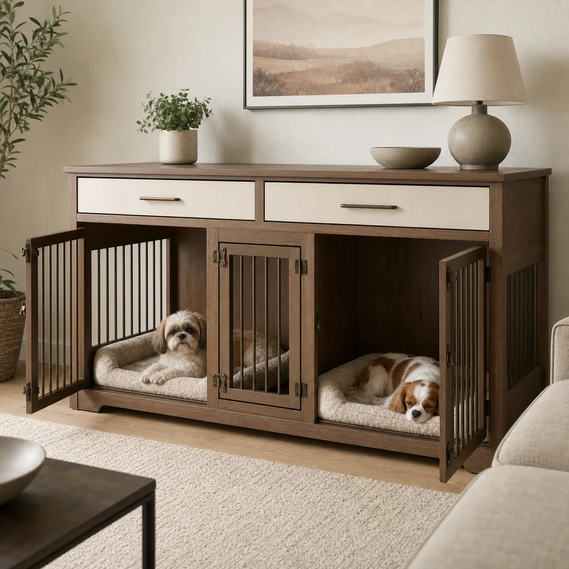 Double-Compartment Dog Crate Console
