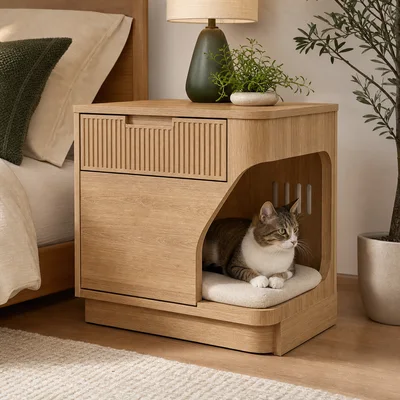 Fluted Cat Perch Nightstand