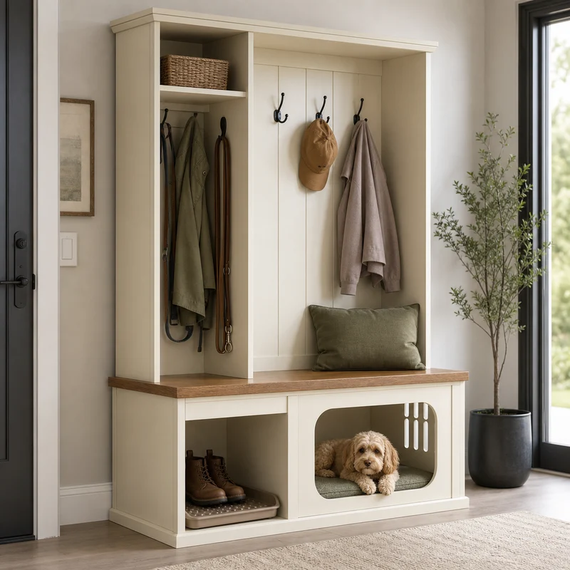 Mudroom Locker Bench with Pet Nook
