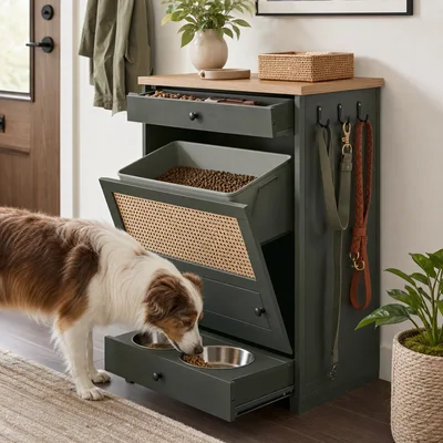Pet Care Console with Feeding Drawer
