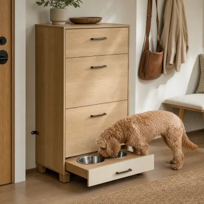 Shoe Cabinet with Pull-Out Feeding Station